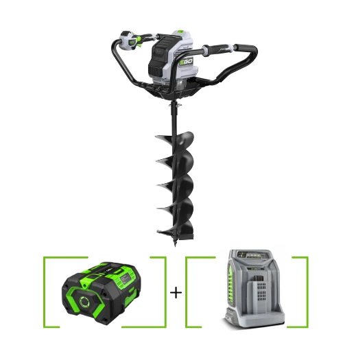ראש מנוע למקדח אדמה 56V Brushless + מקדח בקוטר 20 ס";מ + מוט מאריך 50 ס";מ + סוללה 6.0Ah + מטען מהיר EGO